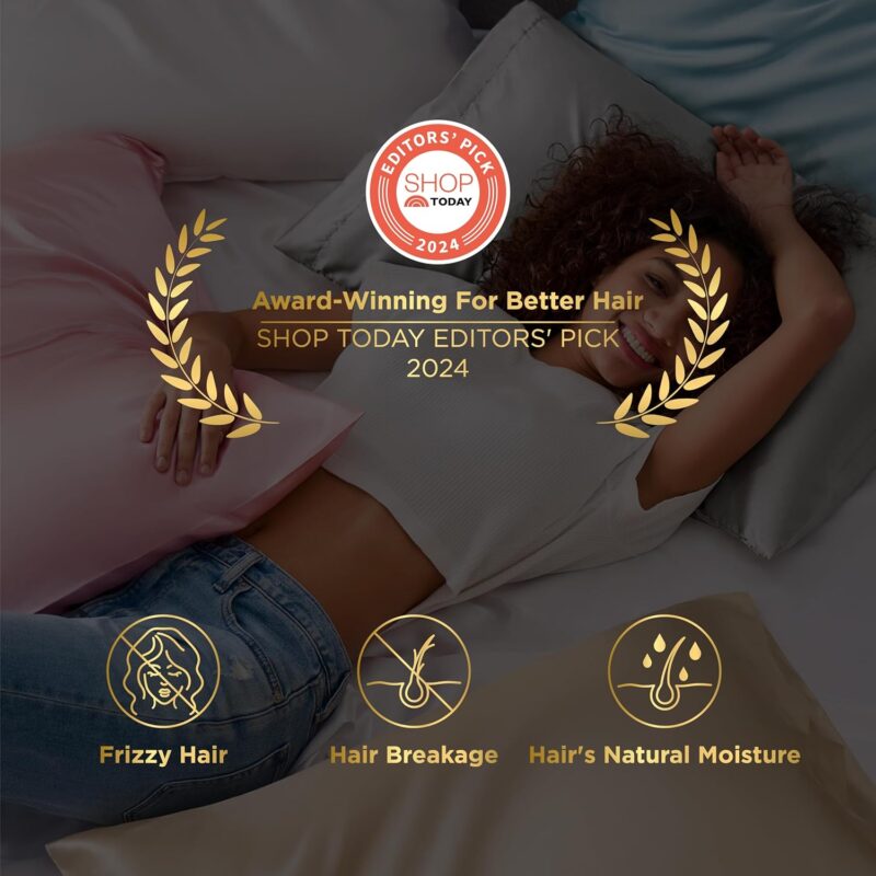 Bedsure King Size Satin Pillowcase Set of 2 - Beige Silky Pillow Cases for Hair and Skin with Envelope Closure, Similar to Silk Pillow Cases, Gifts for Women Men, 20x36 Inches - Image 2