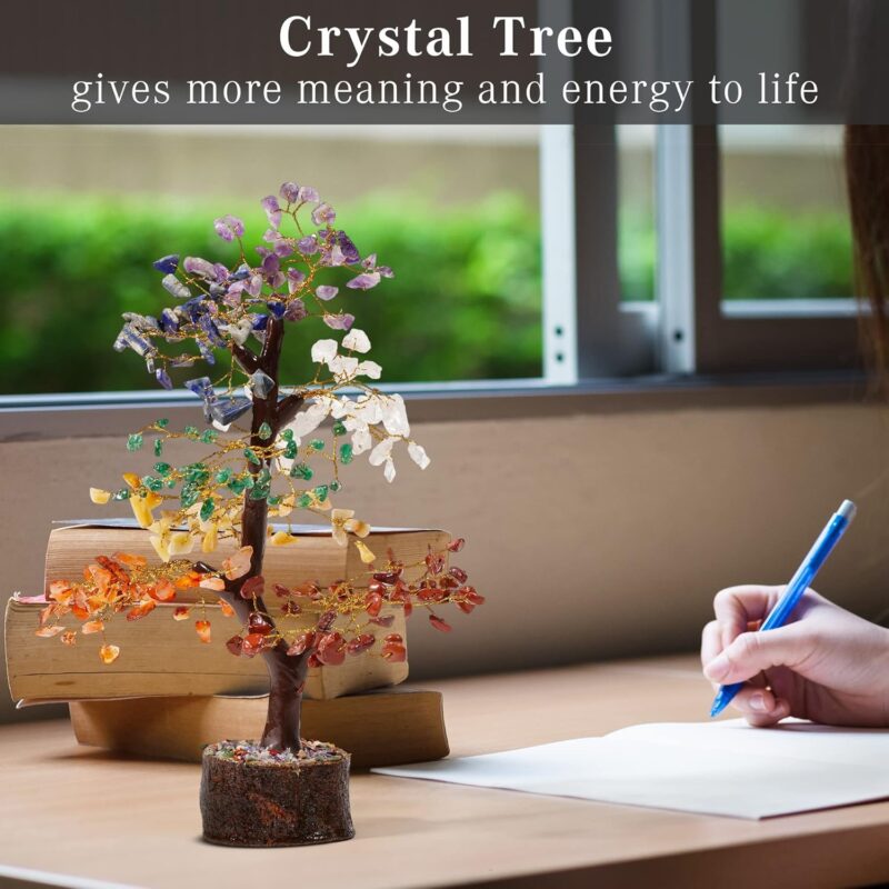 Crystal Tree of Life 7 Chakra Healing Crystal Trees for Home Decor, Office Desk Decor, Living Room Decor, Handmade Bonsai Trees for Positive Energy, Money, Good Luck Birthday Gifts for Women, Mom - Image 9