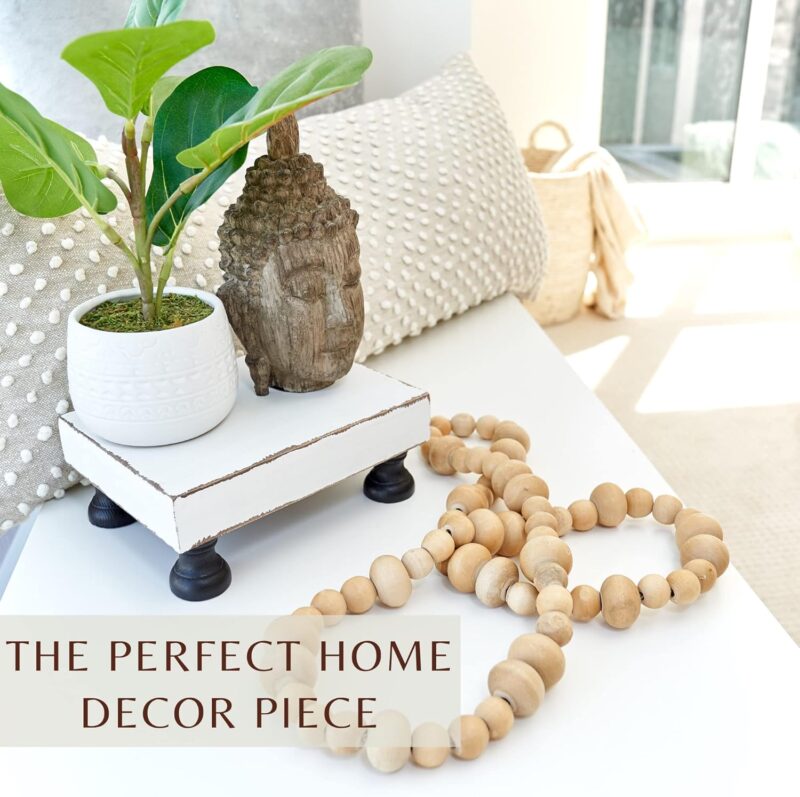 KIBAGA Decorative Wood Riser For Your Kitchen or Bathroom Farmhouse Decor - Beautiful Pedestal Stand Uniquely Displays Your Decorations - The Perfect Wooden Tray to Enhance Your Home Decor - Image 4
