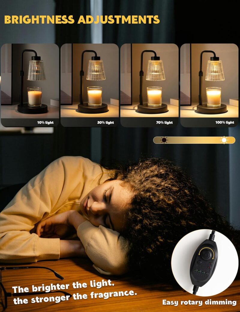 Candle Warmer Lamp with Timer Dimmable, for Mom, House Warming Gifts New Home Decor, Birthday Gifts for Women Mom, Wax Warmer Lamp for Jar Candles with 2 Bulbs - Image 3