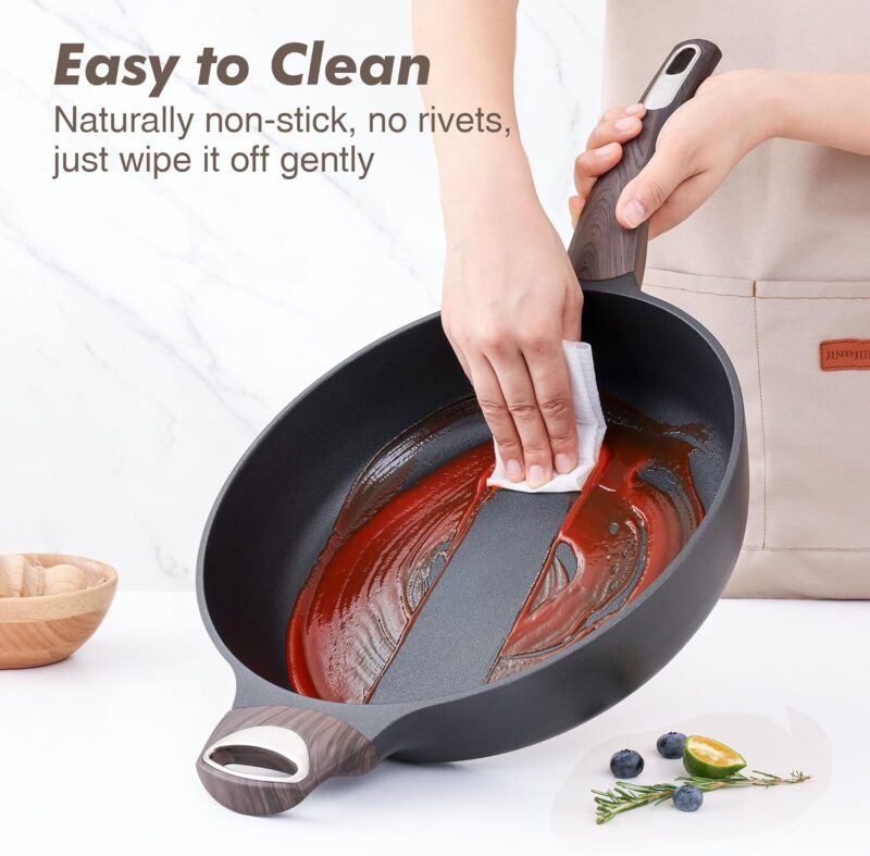 SENSARTE Nonstick Frying Pan Skillet with Lid, 12 Inch Large Deep Frying Pan, 5 Qt Non Stick Saute Pan with Cover, Induction Pan, Healthy Non Toxic Cooking Pan with Helper Handle, PFOA PFOS Free - Image 5