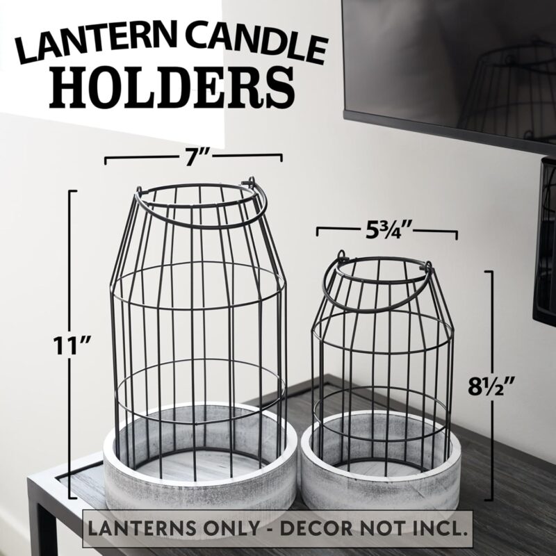 Rustic Farmhouse Lantern Decor Set of 2 - Stylish Decorative Lanterns for Your Living Room, Fireplace Mantle or Kitchen Dining Table - Modern Upscale Beauty for Your Entire Home - Image 5