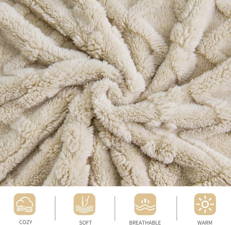 Aganear Fleece Throw Blanket - Cozy Soft Lightweight Fuzzy Throw Blanket for Women Portable Throw Blankets for Couch, Warm Present for Birthday, Christmas, Halloween, Housewarming(50"x60", Khaki) - Image 9