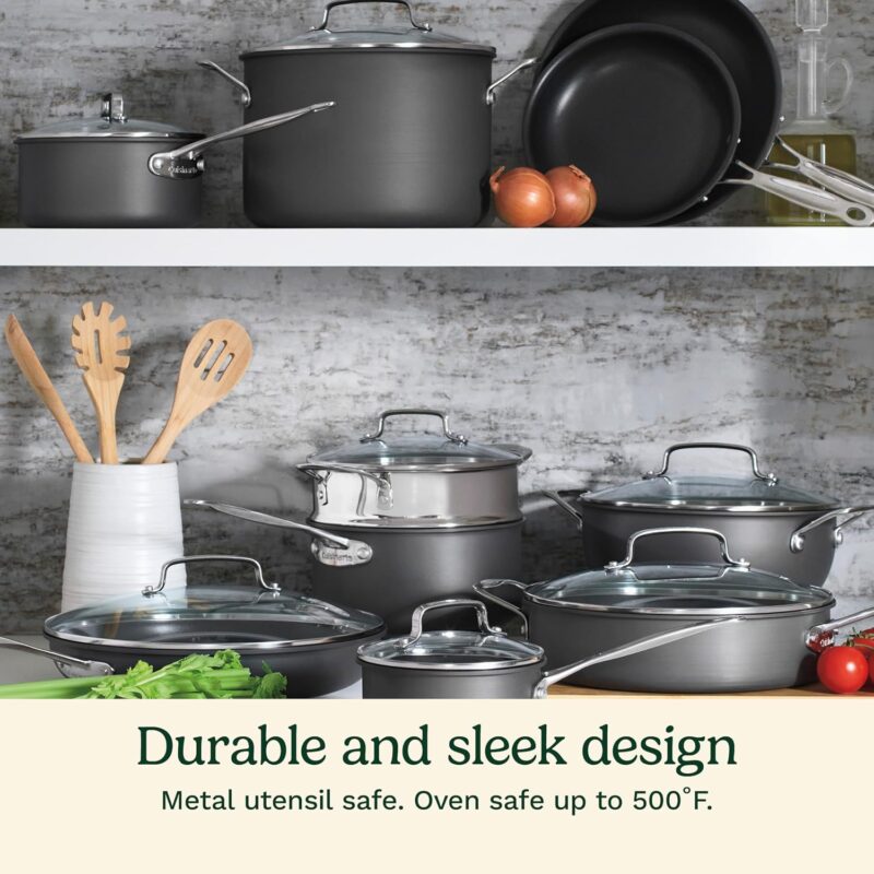 Cuisinart 17-Piece Cookware Set, Chef's Classic Nonstick Hard Anodized, 66-17 - Image 2