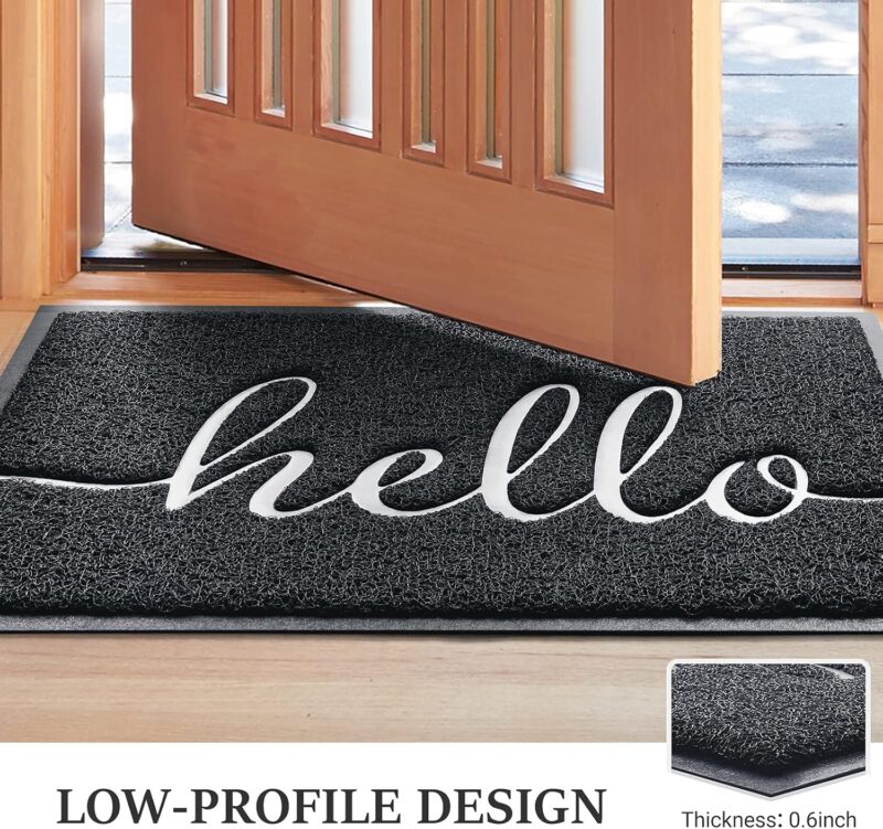 BeneathYourFeet Door Mat (30"x17.5",Black), Welcome Mat Low Profile Front Doormat Floor Mat Non Slip Rugs for Entryway, Patio, High Traffic Areas - Image 3