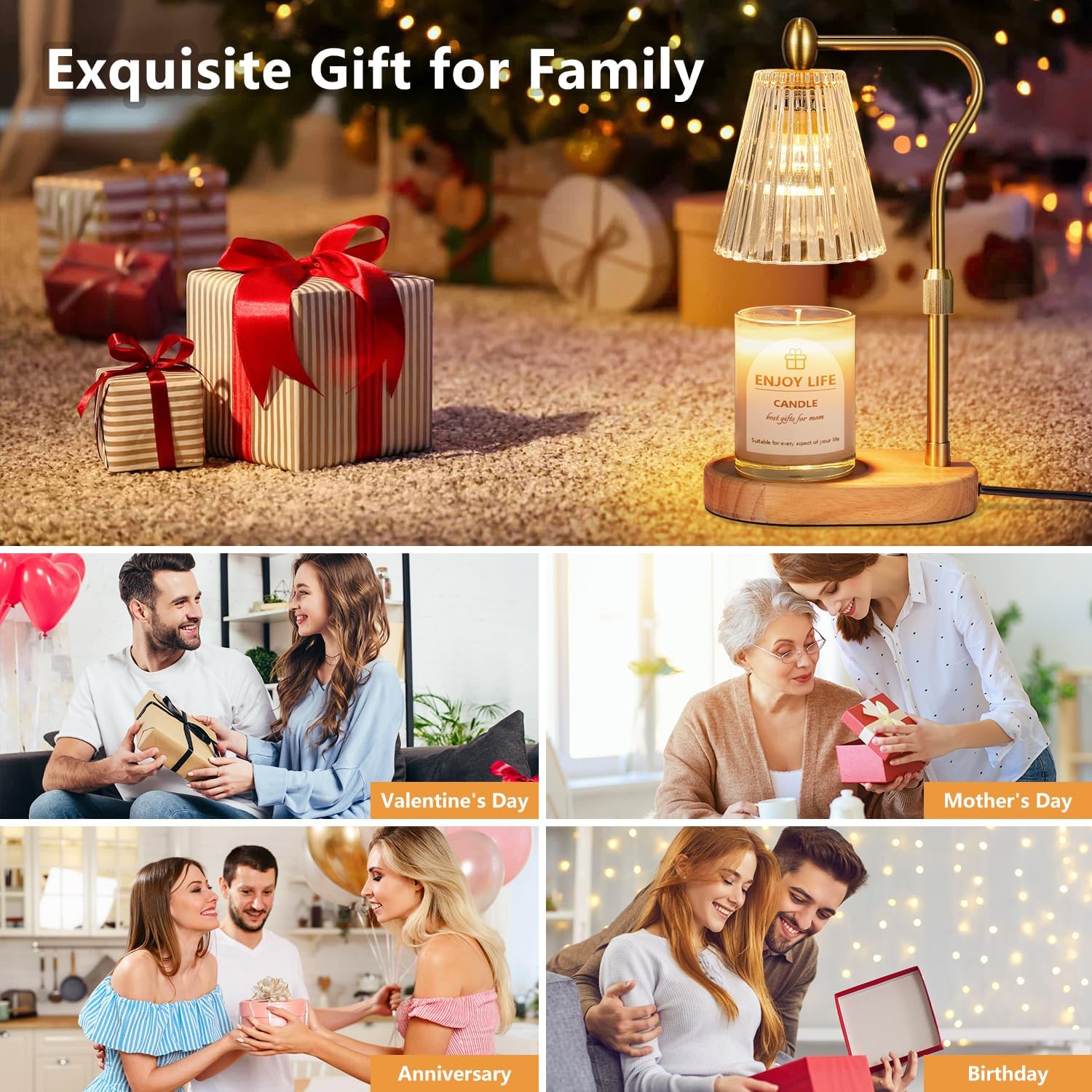 Candle Warmer Lamp with 8 Colors LED Changing,with Timer Dimmer Adjustable Height,Mothers Day Gifts,Vintage Home Decor - Image 8