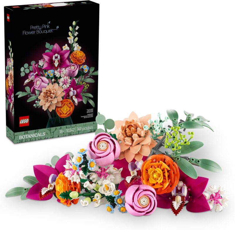 LEGO Botanicals Pretty Pink Flower Bouquet Building Set for Adults - Artificial Flowers for Home Decor, Centerpieces for Tables - Gift for Mother's Day - 10342