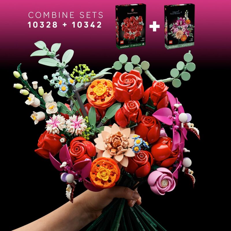 LEGO Botanicals Pretty Pink Flower Bouquet Building Set for Adults - Artificial Flowers for Home Decor, Centerpieces for Tables - Gift for Mother's Day - 10342 - Image 7