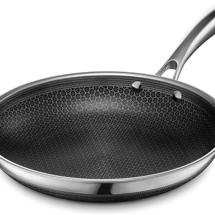 HexClad Hybrid Nonstick 10-Inch Frying Pan, Stay-Cool Handle, Dishwasher-Friendly, Oven-Safe Up to 900°F, Induction-Ready, Compatible with All Cooktops