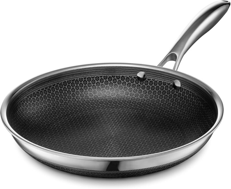 HexClad Hybrid Nonstick 10-Inch Frying Pan, Stay-Cool Handle, Dishwasher-Friendly, Oven-Safe Up to 900°F, Induction-Ready, Compatible with All Cooktops