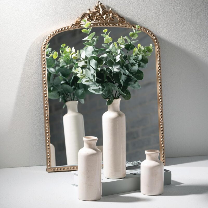 Sullivans White Ceramic Vase Set, Farmhouse Decor, Home Decorative Vase, Vases For Your Kitchen, Bedroom, Office, Living Room, Bathroom, & Shelf Centerpiece Table Decorations (CM2333) - Image 7