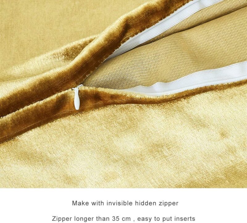 GIGIZAZA Gold Velvet Decorative Throw Pillow Covers,18x18 Pillow Covers for Couch Sofa Bed 2 Pack Soft Cushion Covers - Image 2