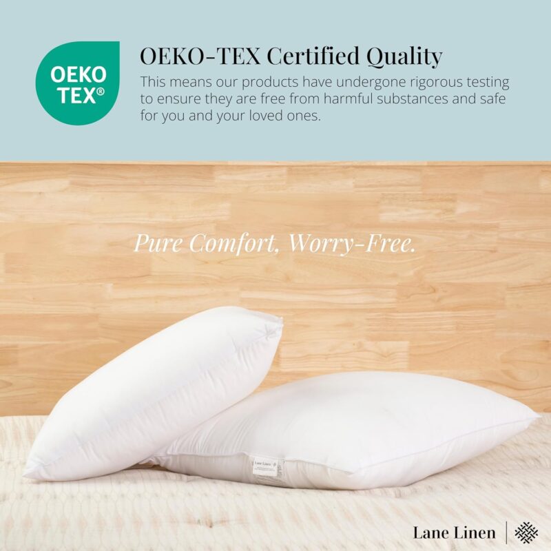 LANE LINEN 4 Pack 18x18 White Throw Pillow Inserts for Decorative Pillow Covers, Couch Pillows for Living Room, Fluffy Pillows for Bed - Image 5