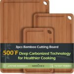 Bamboo Cutting Board, Durable Wood Cutting Boards for Kitchen with Deep Juice Grooves & Built-in Handles, Ideal Charcuterie & Chopping for Meat, Vegetables - Perfect Kitchen Gift for Home Cooks