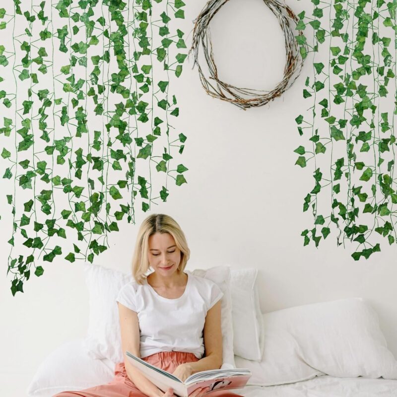 Fake Vines for Room Decor(12 Pack 84 Feet) Aesthetic Artificial Plant Ivy Leaves Hanging Greenery Garlands for Home Bedroom Wall Wedding Christmas Party Office Patio Outdoor Garden Décor - Image 3