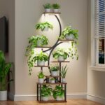 Plant Stand Indoor with Grow Lights - 8 Tiered Plant Shelf Indoor, 62" Corner Plant Stand for Indoor Plants Multiple, Metal Tall Plant Flower Holder, S-Shaped Plant Rack for Home, Patio(Patent Design)