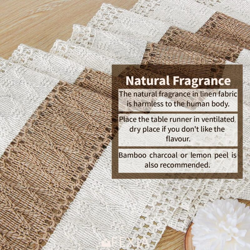FEXIA Boho Table Runner for Christmas Home Decor with Tassels 72 Inches Long Farmhouse Rustic Table Runner Macrame Burlap Table Decoration for Living Room Bridal Shower(12x72 Inches) - Image 4