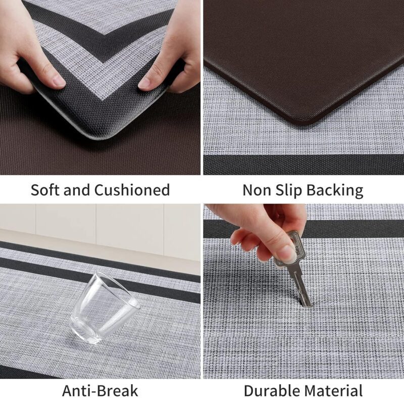 Mattitude Kitchen Mat [2 PCS] Cushioned Anti-Fatigue Non-Skid Waterproof Rugs Ergonomic Comfort Standing Mat for Kitchen, Floor, Office, Sink, Laundry, Black and Gray - Image 4