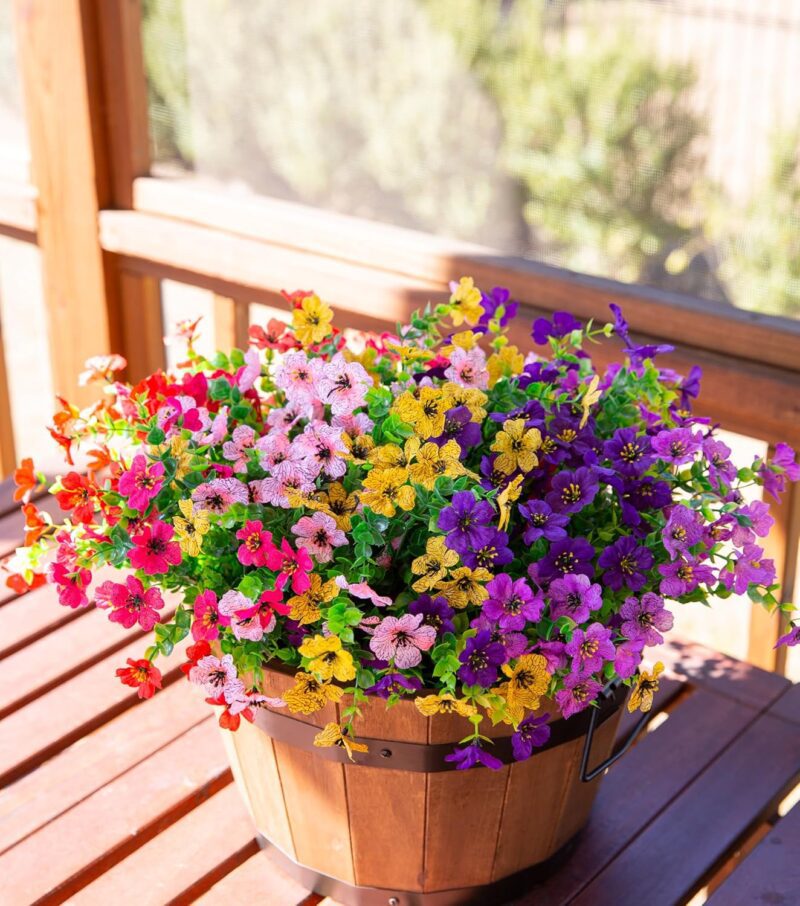 Artificial Faux Plants Flowers Outdoor Outside Decoration, 12 Bundles Fake Silk Daisy Realistic UV Resistant for Home Planter Front Door Porch Patio Yard Decor - Image 5