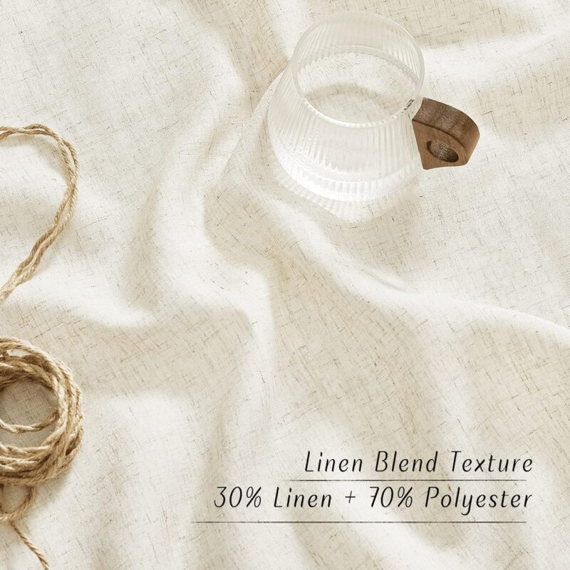 NICETOWN Natural Linen Curtains 84 inch Long 2 Panels Set, Grommet Top Thick Linen Burlap Semi Sheer Vertical Drapes Privacy Assured with Light Filtering for Bedroom/Living Room, W55 x L84 - Image 3