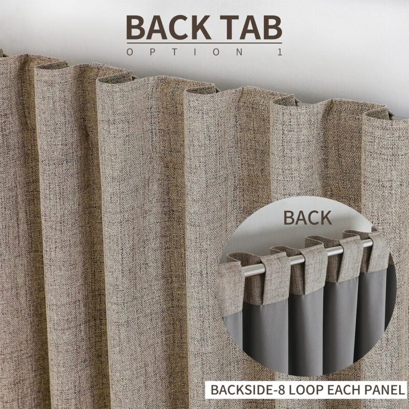Joydeco Natural Linen Curtains 84 inch Length 2 Panels Set Burg 100% Blackout Long Drapes for Bedroom Living Room Black Out Darkening Curtain Thermal Insulated Back tab Rod Pocket(52x84 inch,Linen) - Image 3