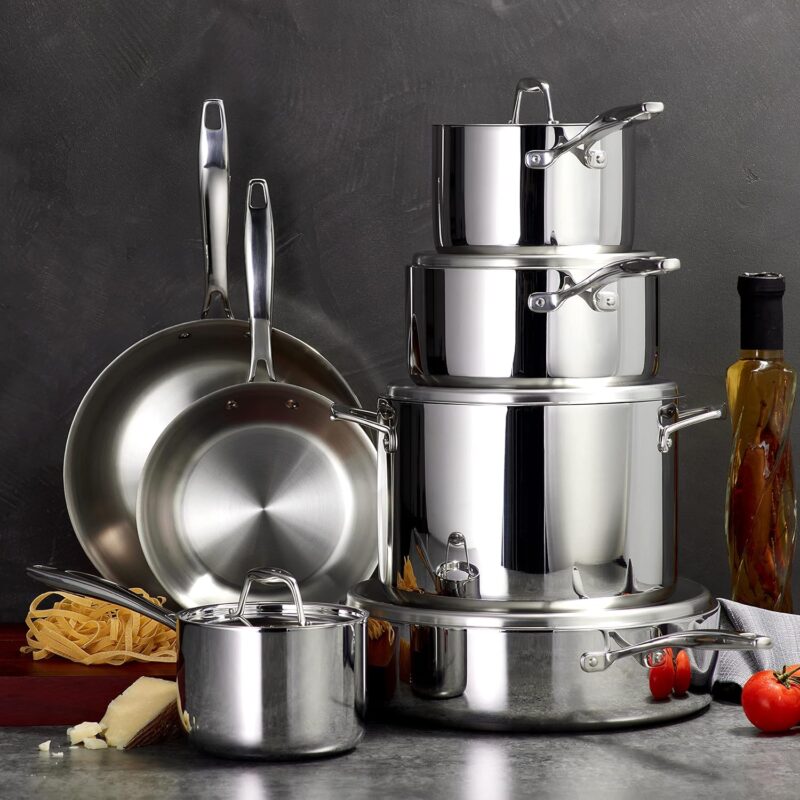Tramontina Tri-Ply Clad Stainless Steel 12-Piece Cookware Set with Lids, Pots and Pans Kitchen Set, Induction-Ready, Dishwasher-Safe, NSF-Certified, Made in Brazil - Image 2