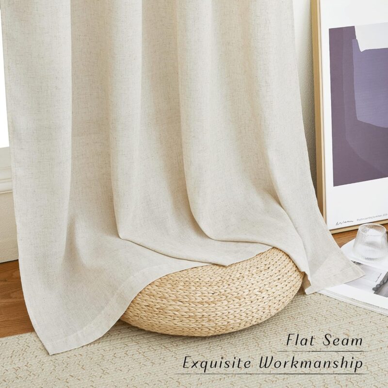 NICETOWN Natural Linen Curtains 84 inch Long 2 Panels Set, Grommet Top Thick Linen Burlap Semi Sheer Vertical Drapes Privacy Assured with Light Filtering for Bedroom/Living Room, W55 x L84 - Image 7