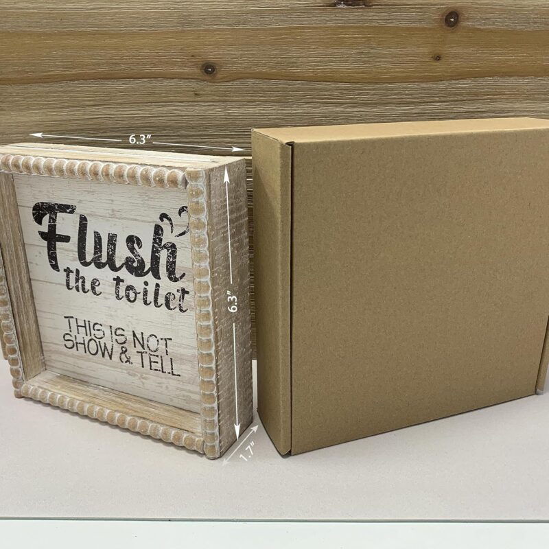 6.3" Flush Toilet Sign Bathroom Rules White Black, Farmhouse Shelf Antique Boho Funny Restroom Quote, Guest Supplies Decor Signage, Vintage Home Gender Neutral Small Women Man - Image 6