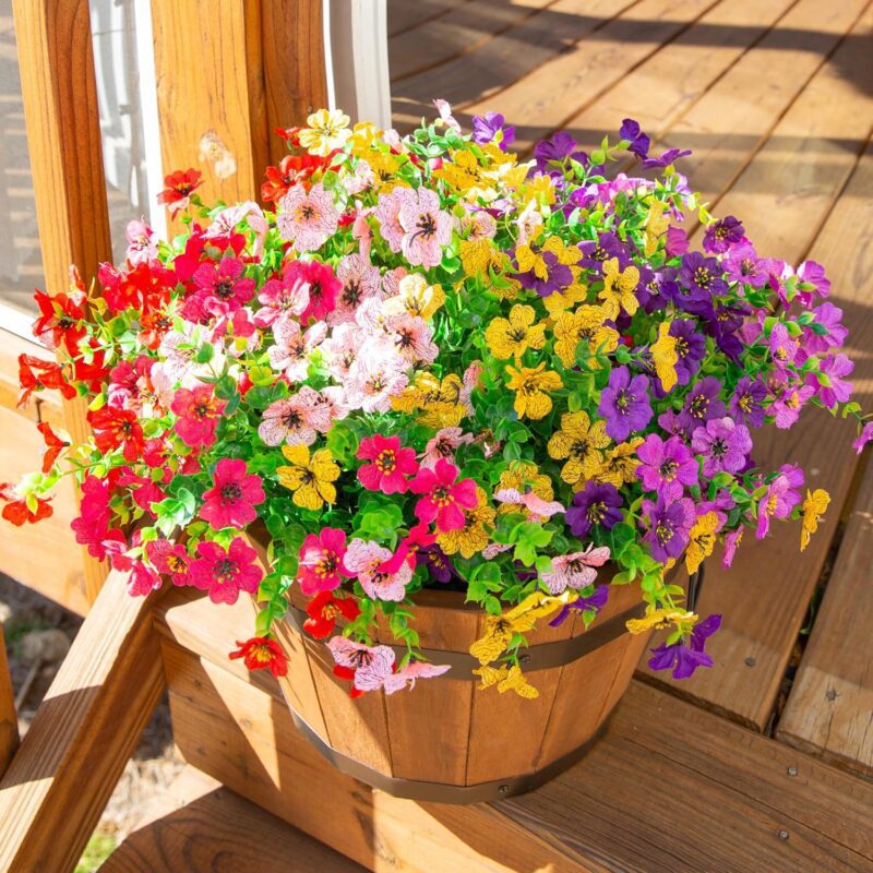 Artificial Faux Plants Flowers Outdoor Outside Decoration, 12 Bundles Fake Silk Daisy Realistic UV Resistant for Home Planter Front Door Porch Patio Yard Decor - Image 6